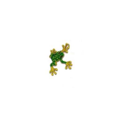 Frog 3/D with Green Enamel on Front Medium Small Pendant with Hidden Bail  879CFYENGRHB